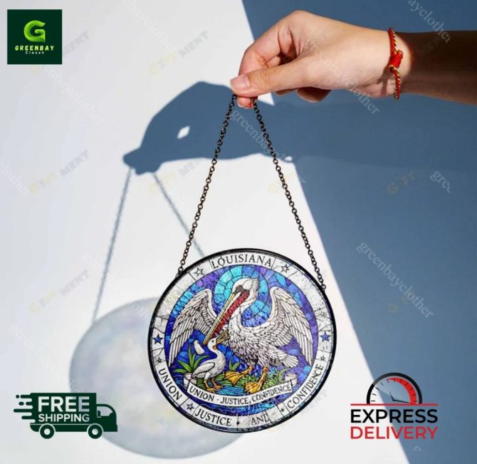 Louisiana Stained Glass Pelican Suncatcher - Elegant Home Décor - Image 3