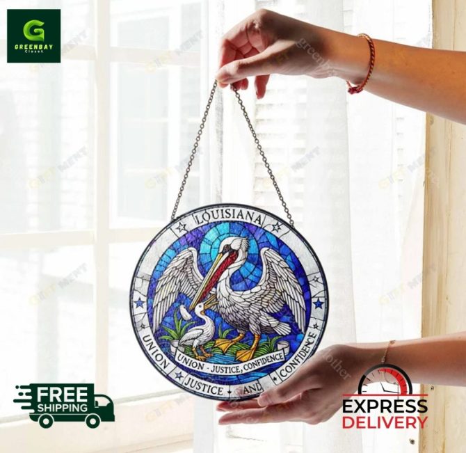 Louisiana Stained Glass Pelican Suncatcher - Elegant Home Décor - Image 4