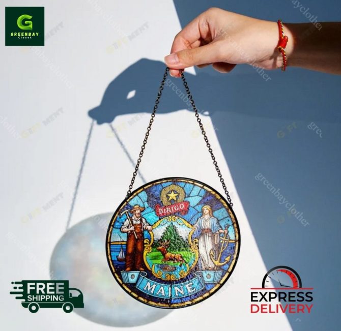 Stunning Maine State Stained Glass Suncatcher - Image 2
