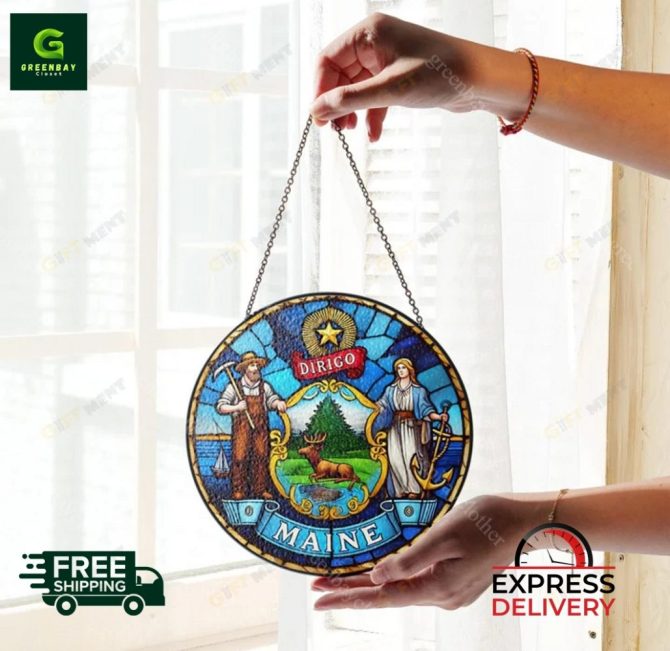Stunning Maine State Stained Glass Suncatcher - Image 3