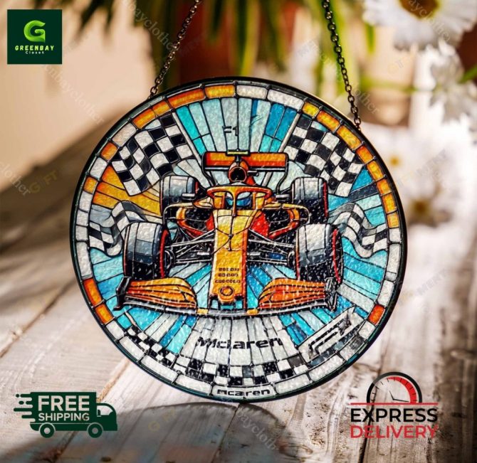 Stunning F1 Racing Car Stained Glass Suncatcher - Handmade Decor , Free Shipping