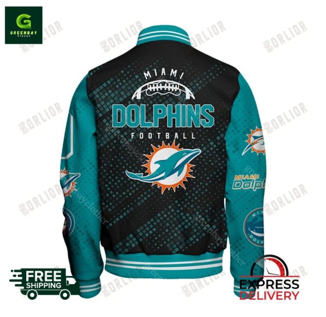 Miami Dolphins Varsity Jacket  Stylish Football Fan Gear  Express Shipping - Image 3