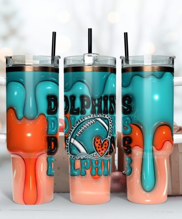Dolphin-Themed Tumbler With Straw - Vibrant Orange & Blue Insulated Cup For Hot & Cold Drinks