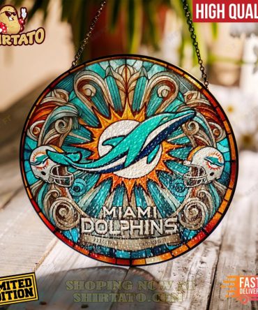 Miami Dolphins Stained Glass Suncatcher - Limited Edition, High Quality Decor With Fast Delivery!