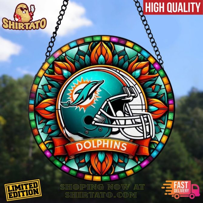 Limited Edition Stained Glass Dolphins Helmet Suncatcher - High Quality Decor