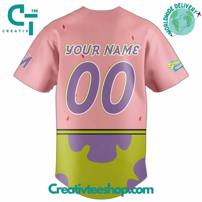 Custom Spongebob X Marlins Jersey – Personalized Cartoon Sportswear, Fun Design! - Image 3