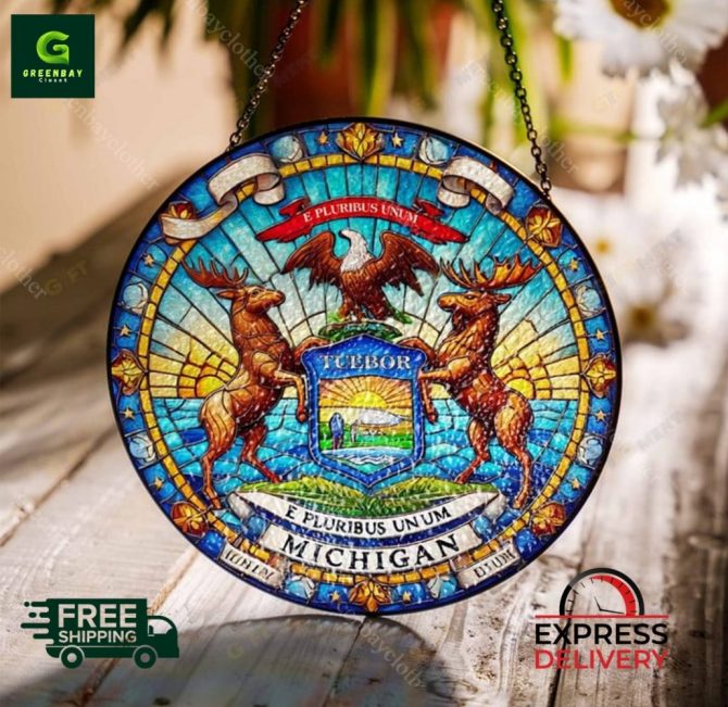 Stunning Michigan Stained Glass Suncatcher