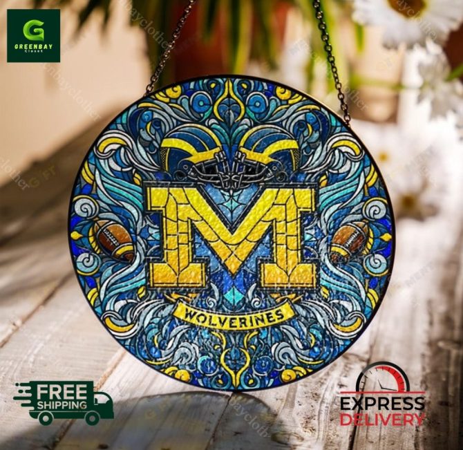 Stunning Wolverines Stained Glass Panel - Vibrant Design, Free Shipping & Express Delivery!