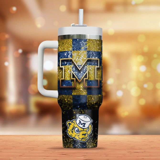 Custom Michigan Football Tumbler With Straw - Personalized Name Gift For Fans - Image 2