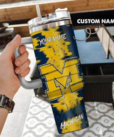 Custom Name Michigan Wolverines Tumbler Cup – Personalized Gift For Fans