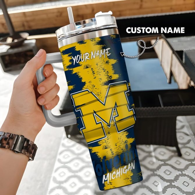 Custom Name Michigan Wolverines Tumbler Cup – Personalized Gift For Fans