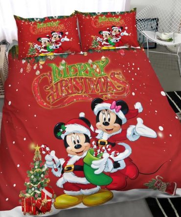 Festive Christmas Bedding Set – Cozy Holiday Comfort With Cartoon Characters