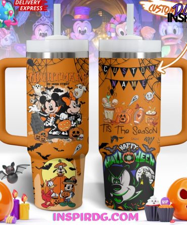 Custom Halloween Mickey & Friends Tumbler With Handle – Personalized Spooky Design, Fast Shipping!