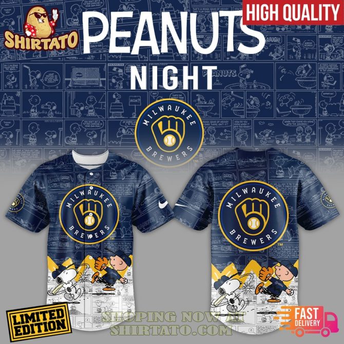 Limited Edition Milwaukee Brewers Peanuts Night Jersey - Fast Delivery!