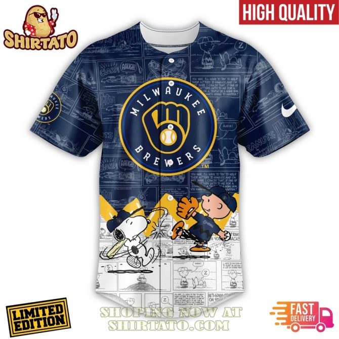 Limited Edition Milwaukee Brewers Peanuts Night Jersey - Fast Delivery! - Image 2