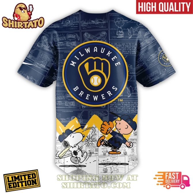 Limited Edition Milwaukee Brewers Peanuts Night Jersey - Fast Delivery! - Image 3