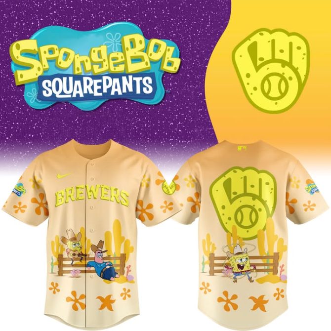 Limited Edition Spongebob Brewers Baseball Jersey - Vibrant Cartoon Design For Fans!