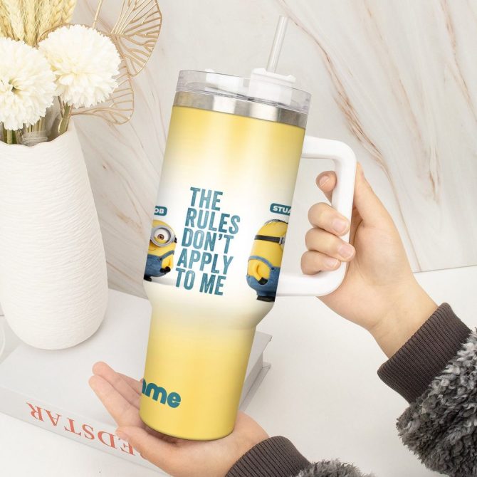 Funny Minion Tumbler With Straw - Customizable Name - Perfect Gift For Fans - Image 4