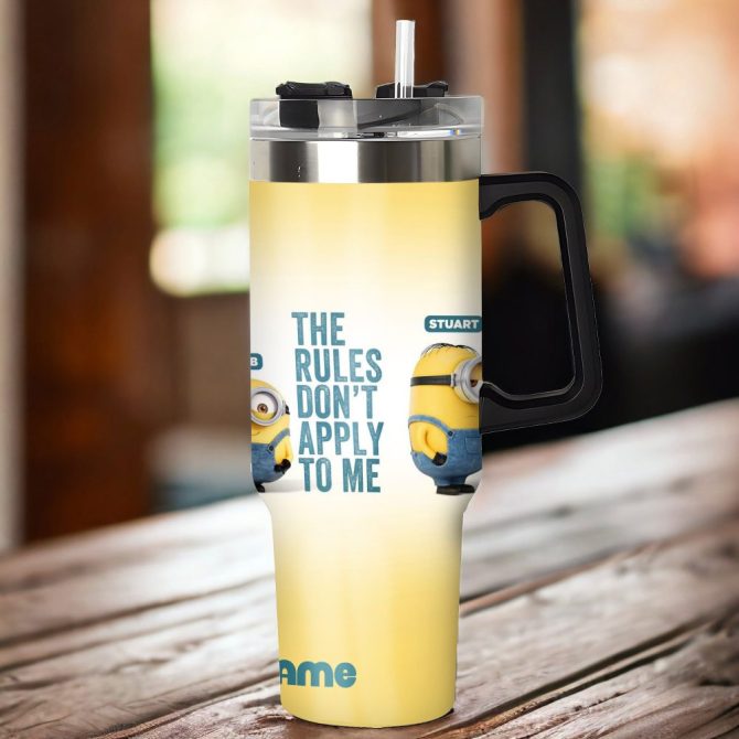 Funny Minion Tumbler With Straw - Customizable Name - Perfect Gift For Fans - Image 2