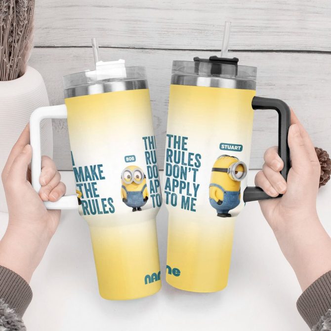 Funny Minion Tumbler With Straw - Customizable Name - Perfect Gift For Fans - Image 3
