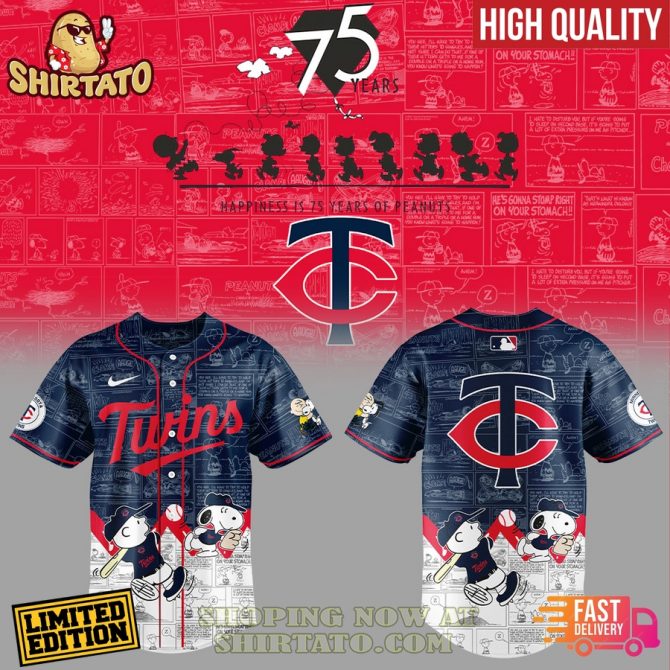 Limited Edition Peanuts Twins Jersey – 75Th Anniversary High-Quality Baseball Shirt