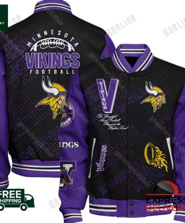 Official Minnesota Vikings Varsity Jacket  Bold Design  Limited Stock