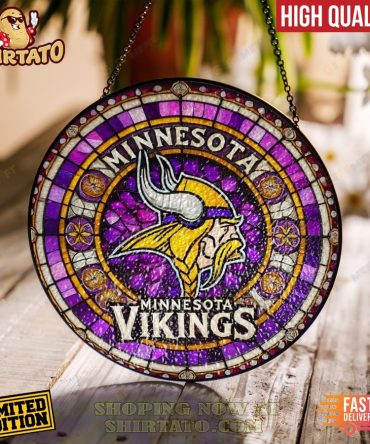 Limited Edition Minnesota Vikings Stained Glass Wall Art - High Quality, Fast Delivery!