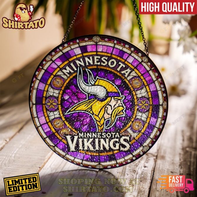 Limited Edition Minnesota Vikings Stained Glass Wall Art - High Quality, Fast Delivery!
