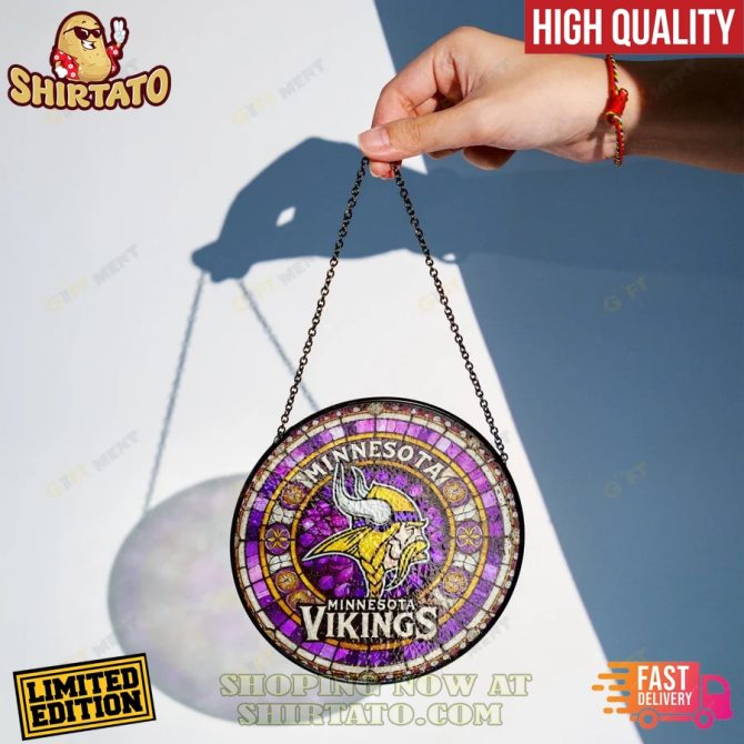 Limited Edition Minnesota Vikings Stained Glass Wall Art - High Quality, Fast Delivery! - Image 2