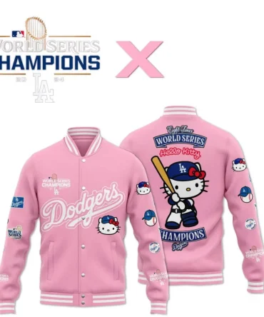 Hello Kitty X La Dodgers Pink Varsity Jacket - 2024 World Series Champions Edition