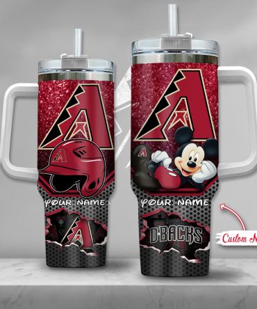 Custom Arizona Baseball Tumbler With Mickey Mouse - Personalized Name Gift