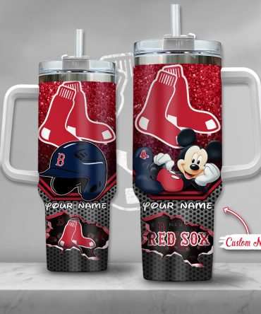 Custom Red Sox Tumbler With Straw - Personalized Disney Design - 20Oz Insulated Cup