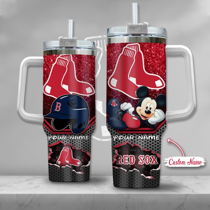 Custom Red Sox Tumbler With Straw - Personalized Disney Design - 20Oz Insulated Cup