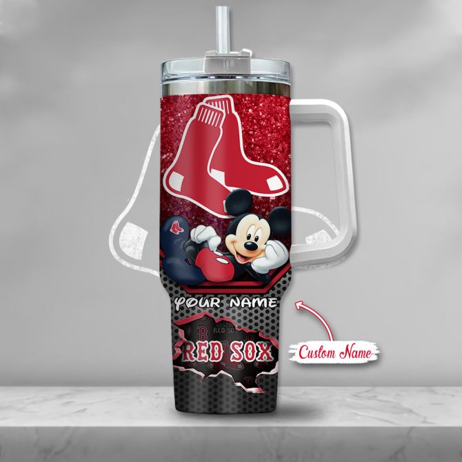 Custom Red Sox Tumbler With Straw - Personalized Disney Design - 20Oz Insulated Cup - Image 2