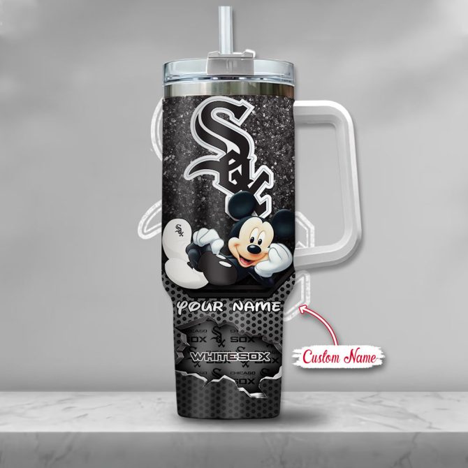 Custom Name Chicago Baseball Tumbler With Cartoon Design - Perfect Gift For Fans - Image 2