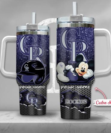 Custom Name Rockies Tumbler - Mickey Mouse Design, Double-Walled, Spill-Proof, 20Oz , Perfect Gift!