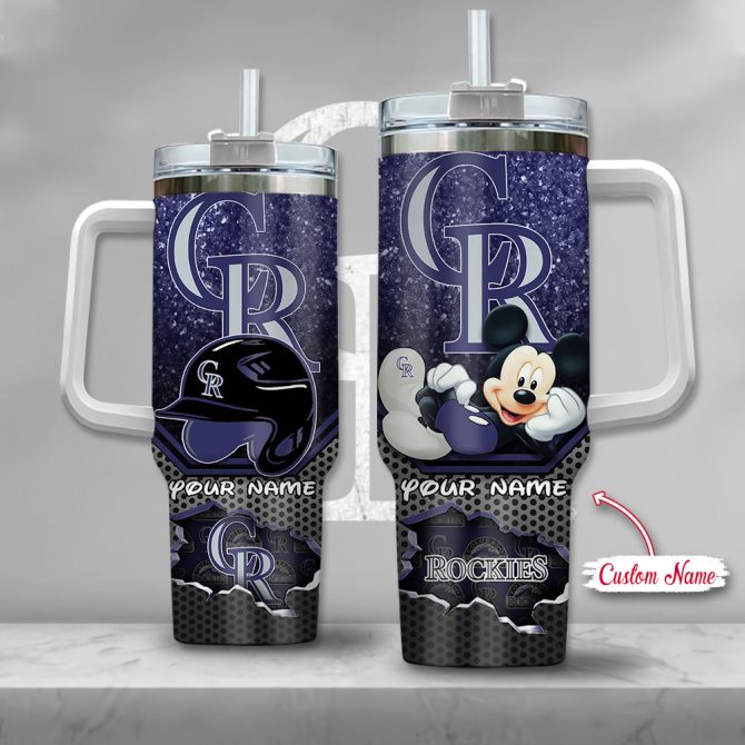 Custom Name Rockies Tumbler - Mickey Mouse Design, Double-Walled, Spill-Proof, 20Oz , Perfect Gift!