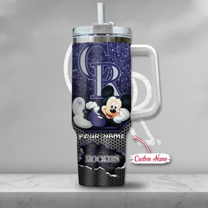 Custom Name Rockies Tumbler - Mickey Mouse Design, Double-Walled, Spill-Proof, 20Oz , Perfect Gift! - Image 2