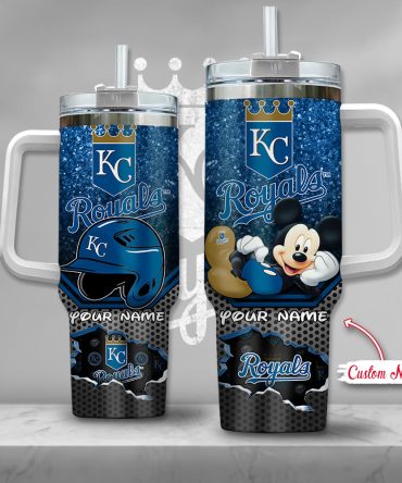Custom Kc Royals & Mickey Mouse Tumbler With Handle - Personalized Gift For Fans