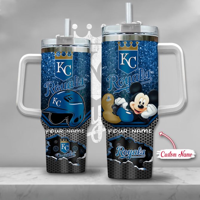Custom Kc Royals & Mickey Mouse Tumbler With Handle - Personalized Gift For Fans