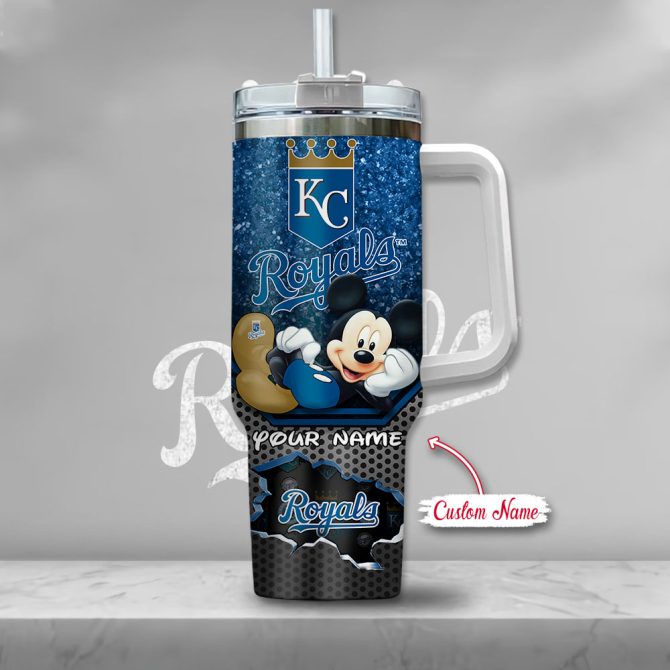 Custom Kc Royals & Mickey Mouse Tumbler With Handle - Personalized Gift For Fans - Image 2