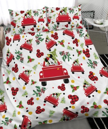 Cozy Christmas Cartoon Car Bedding Set - Festive Duvet Cover & Pillowcases For Kids & Adults