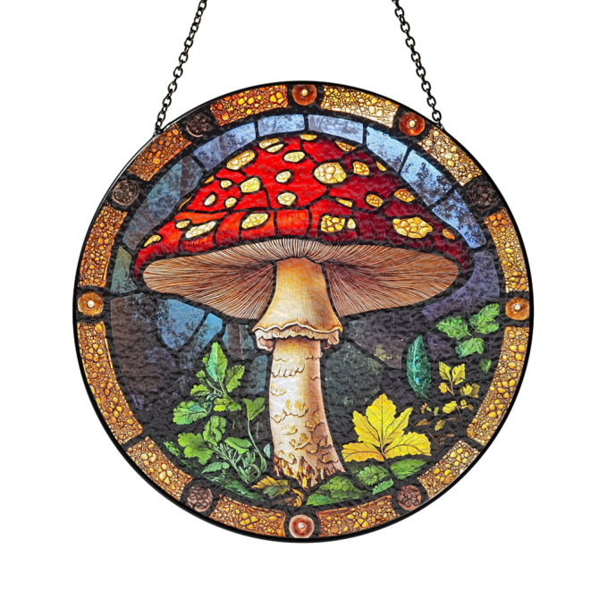 Stunning Handcrafted Stained Glass Mushroom Suncatcher - Vibrant Hanging Window Art For Home Decor - Image 3