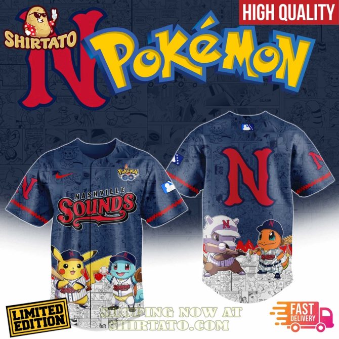 Limited Edition Pokémon X Nashville Sounds Baseball Jersey – High Quality & Fast Delivery