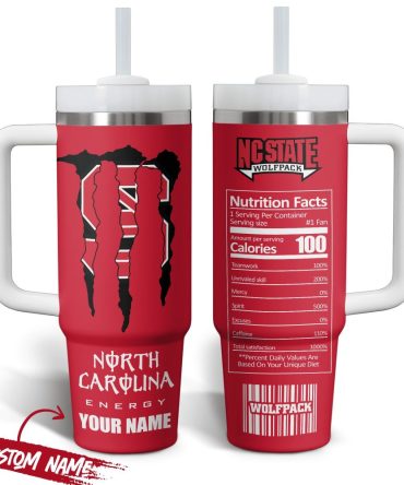 Custom Nc State Wolfpack Tumbler With Straw - Personalize Your Name - Perfect Gift For Fans