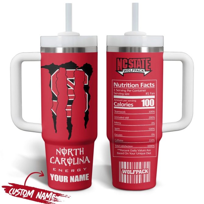 Custom Nc State Wolfpack Tumbler With Straw - Personalize Your Name - Perfect Gift For Fans