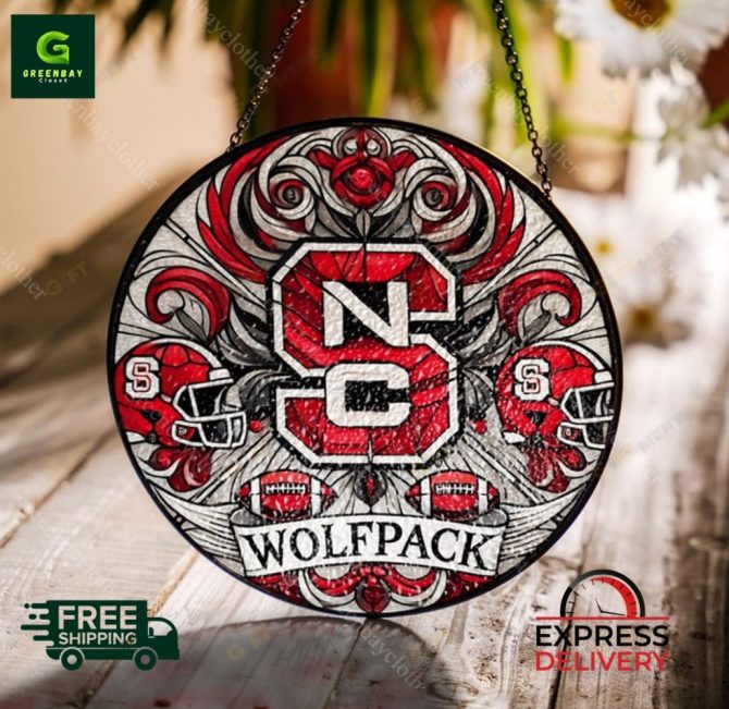 Vibrant Nc Wolfpack Stained Glass Wall Art - Perfect Gift For Fans, Free Shipping!