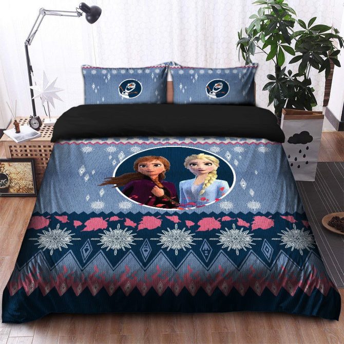 Cozy Frozen-Themed Bedding Set – Perfect For Kids, Queen Size, Includes Pillowcases