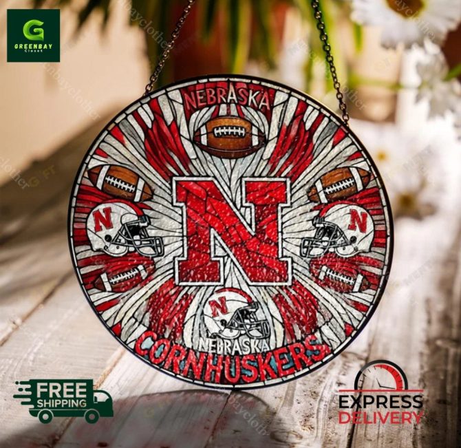 Nebraska Cornhuskers Stained Glass Art – Perfect Gift For Fans! Free Shipping & Express Delivery