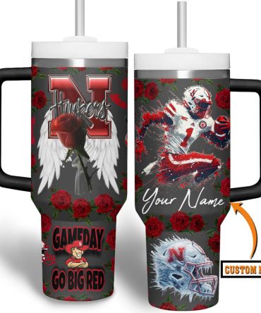 Custom Huskers Gameday Tumbler With Handle - Personalized Nebraska Football Fan Gift
